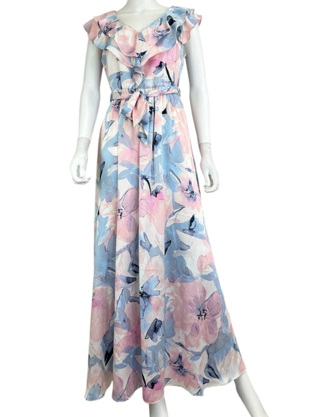 DKNY NWT Pastel Ruffle Maxi Dress Size 6